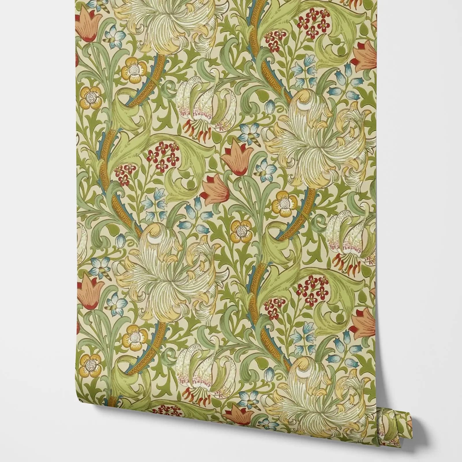 Papier peint de lys doré, biscuit pâle, papier peint floral Vintage avec motifs de biscuits pâles de