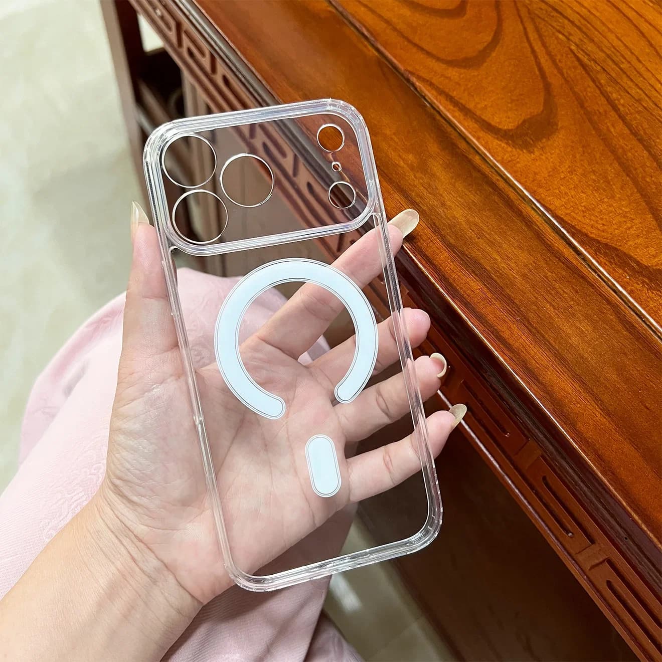 Coque de téléphone rigide transparente pour iPhone Air 17 Pro Max 16 15 Plus 14 13 12 11, Magsafe, m