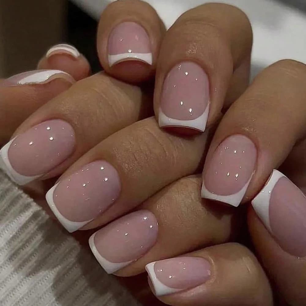 Faux ongles de Style Simple français, courts et ronds, couverture complète, pointes pour bricolage p