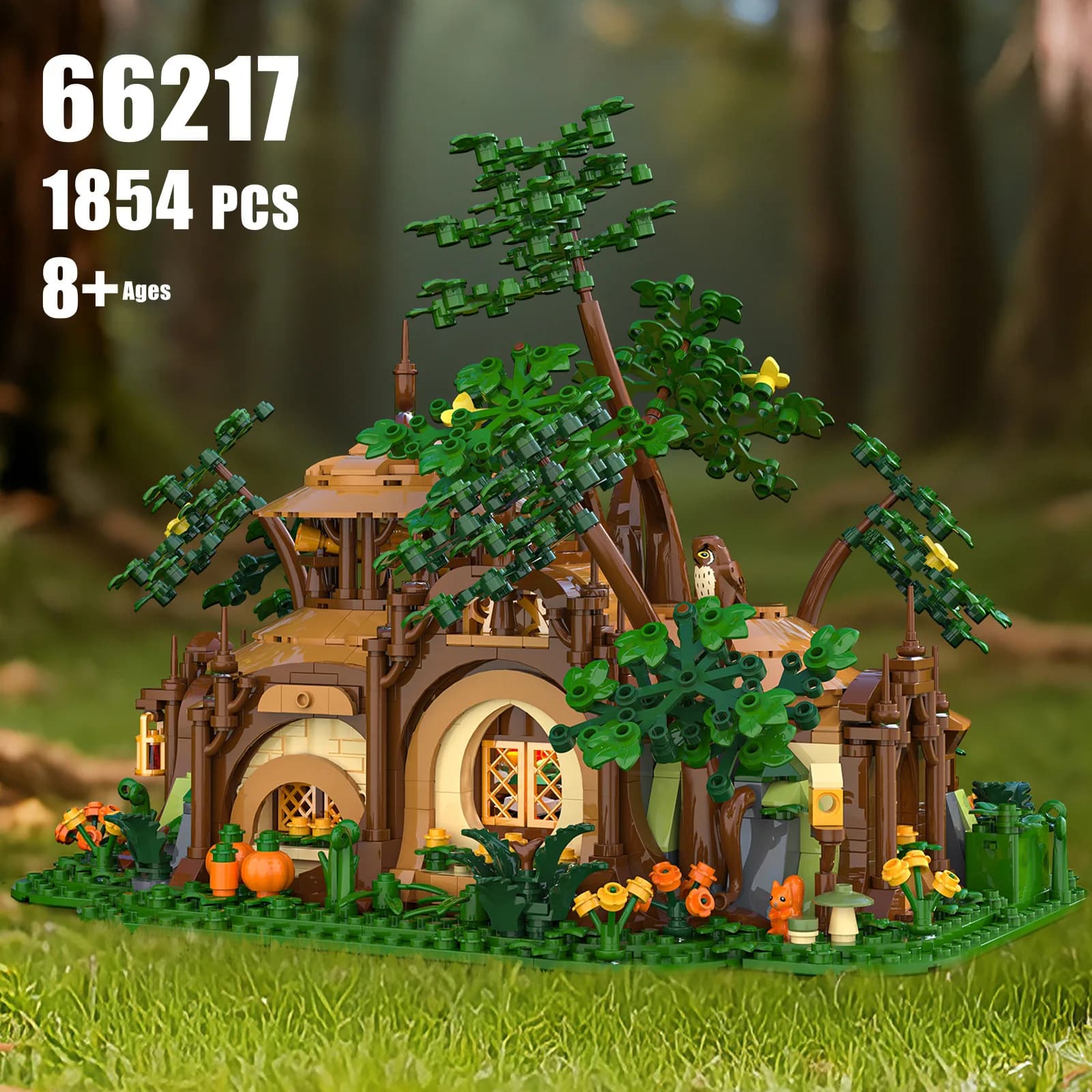 Idea City Street View Forest House Building Block Jungle Shelter Construction Bricks Toys With Light