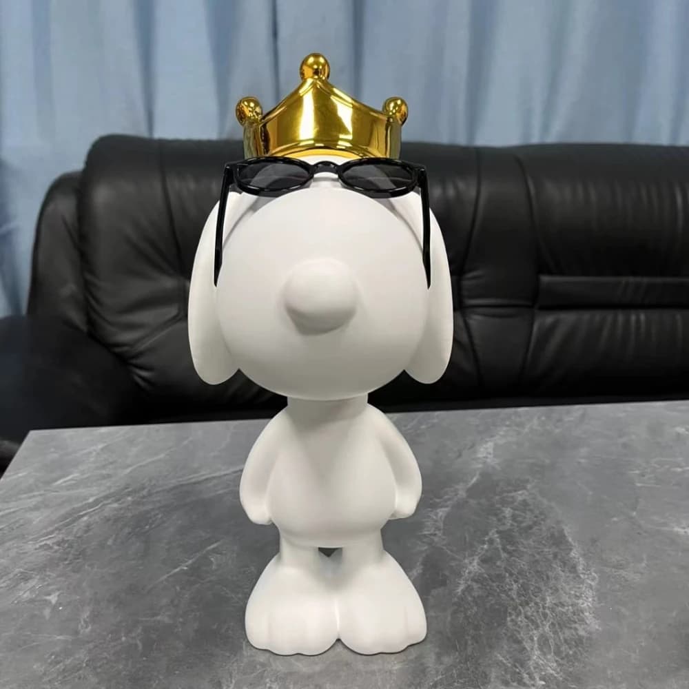 Statue de Snoopy 30cm, couronne de dessin animé, Sculpture de Snoopy, figurine galvanisée, grands or