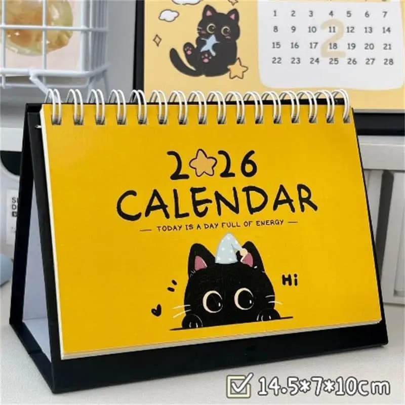 Mini calendriers créatifs pour le bureau, calendriers de voyage portables, motif de chat mignon, déc