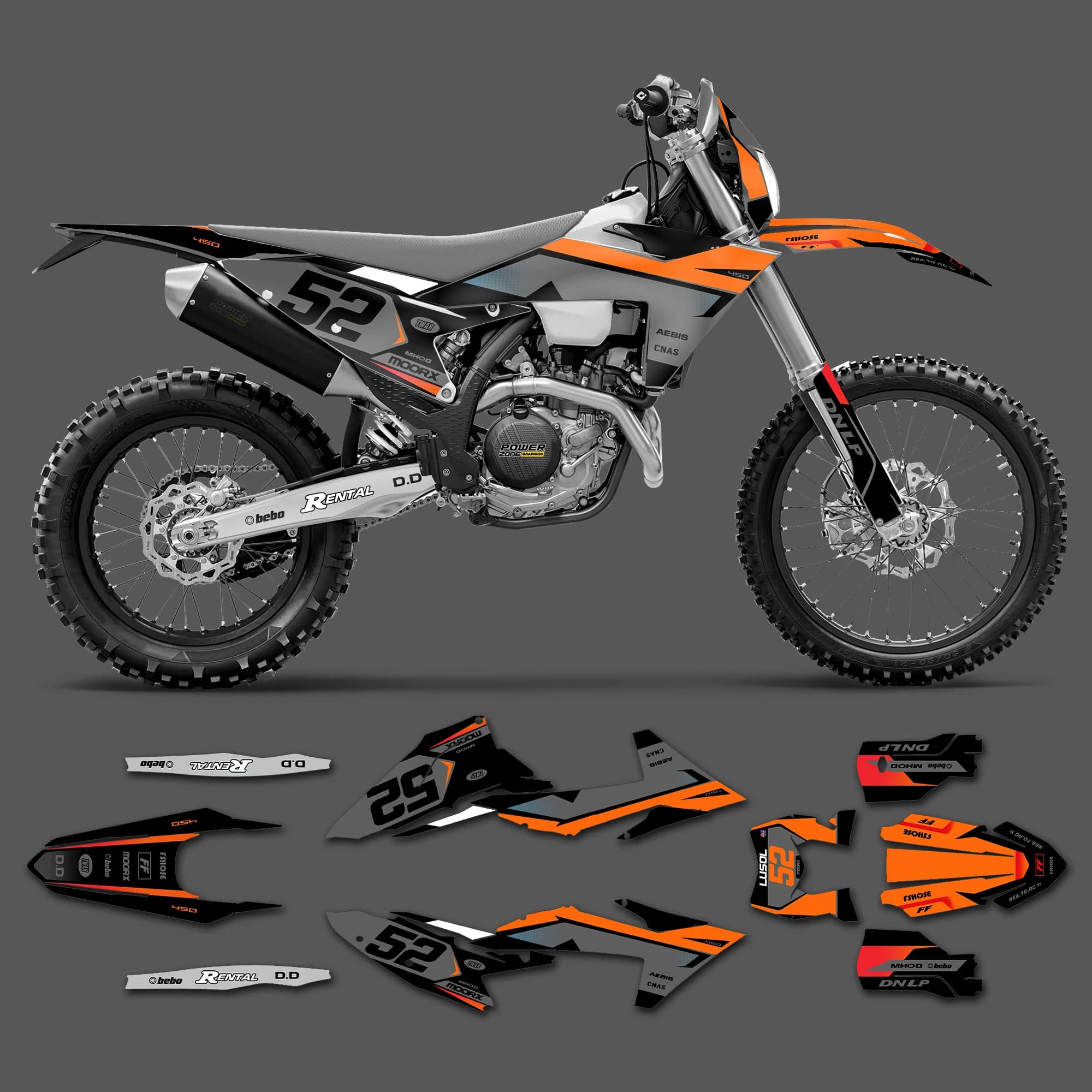 Kit d'autocollants graphiques personnalisés PowerZone pour équipes KTM EXC SXF 2026, compatible avec