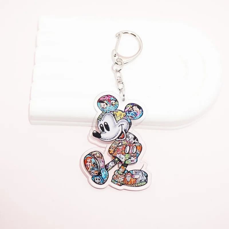 Porte-clés en acrylique coloré Disney Mickey Mouse, accessoire de décoration pour sac à dos, cadeau 