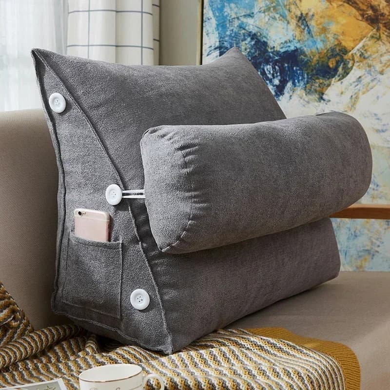 Coussin de soutien lombaire triangulaire pour dossier de lecture, avec appui-tête, oreiller de dos e