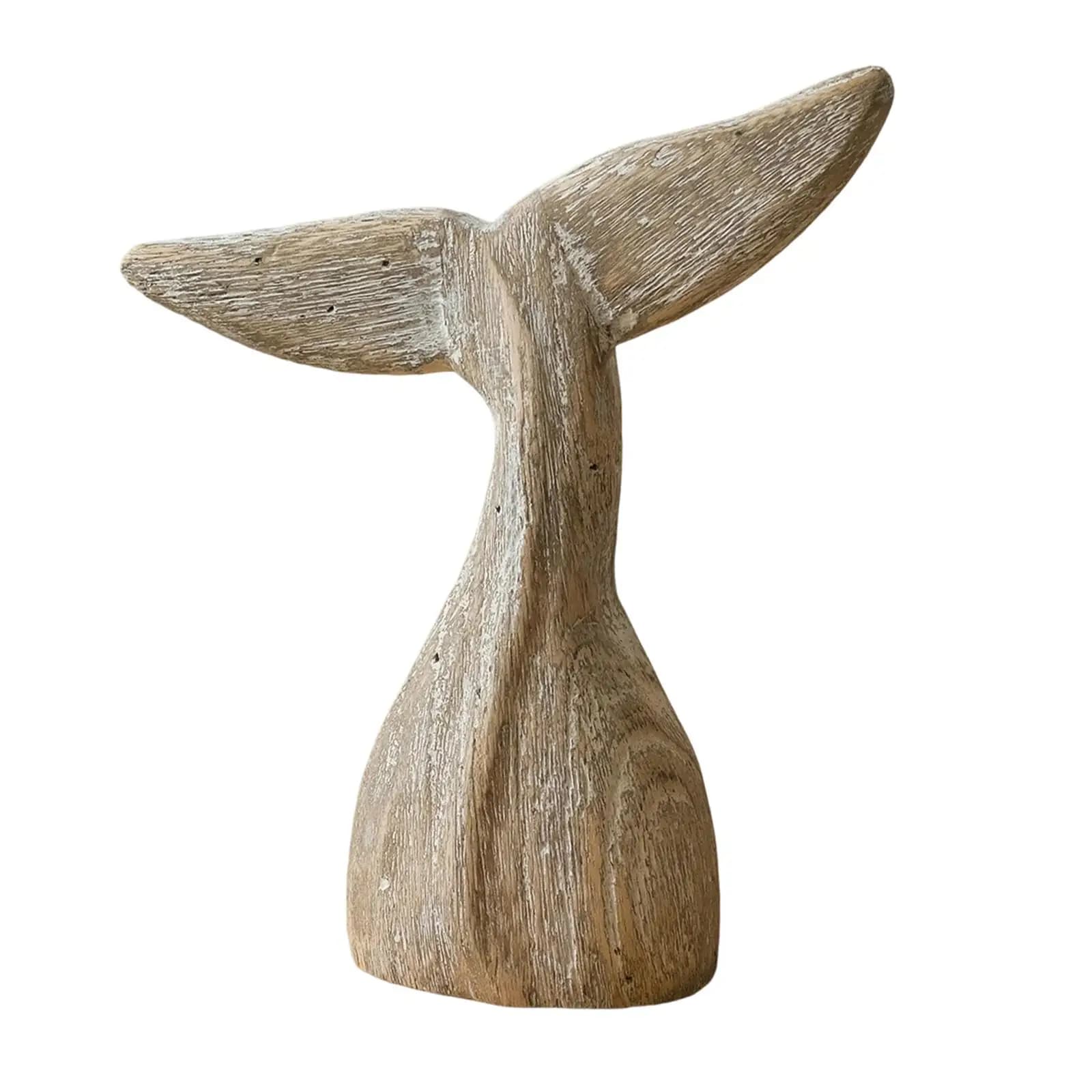 Statue de queue de baleine inspirée de l'océan, figurine en bois sculptée pour la décoration intérie