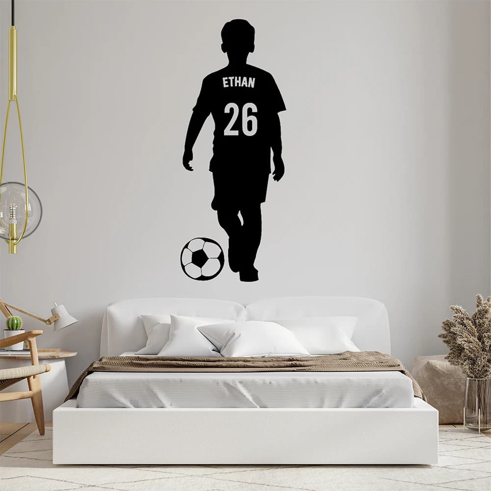 202 lète Papier Peint Garçons Chambre Sports Football Nom et Numéro Personnalisé Football Vinyle Déc