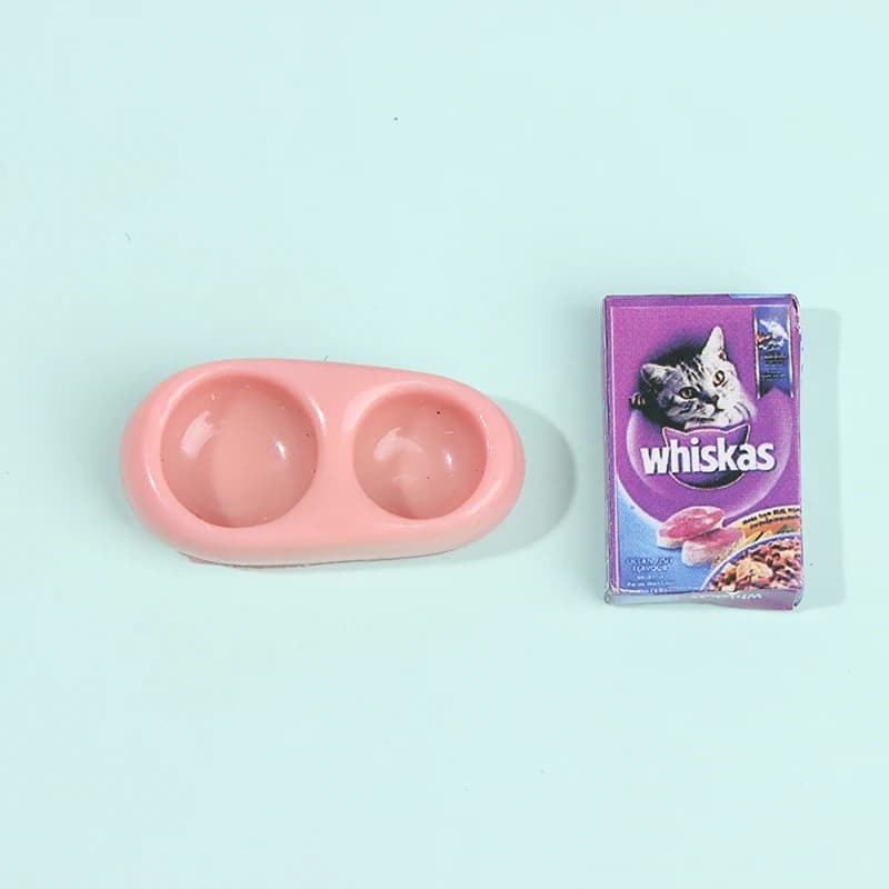 1/12 Dollhouse Miniature Pour Animaux De Compagnie Chien Chat Alimentaire avec Bol Cuisine Décor De 