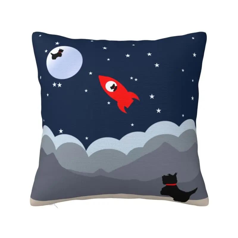 Housses de coussin personnalisées en forme de lune et de dos de chien Scottie, taie d'oreiller migno