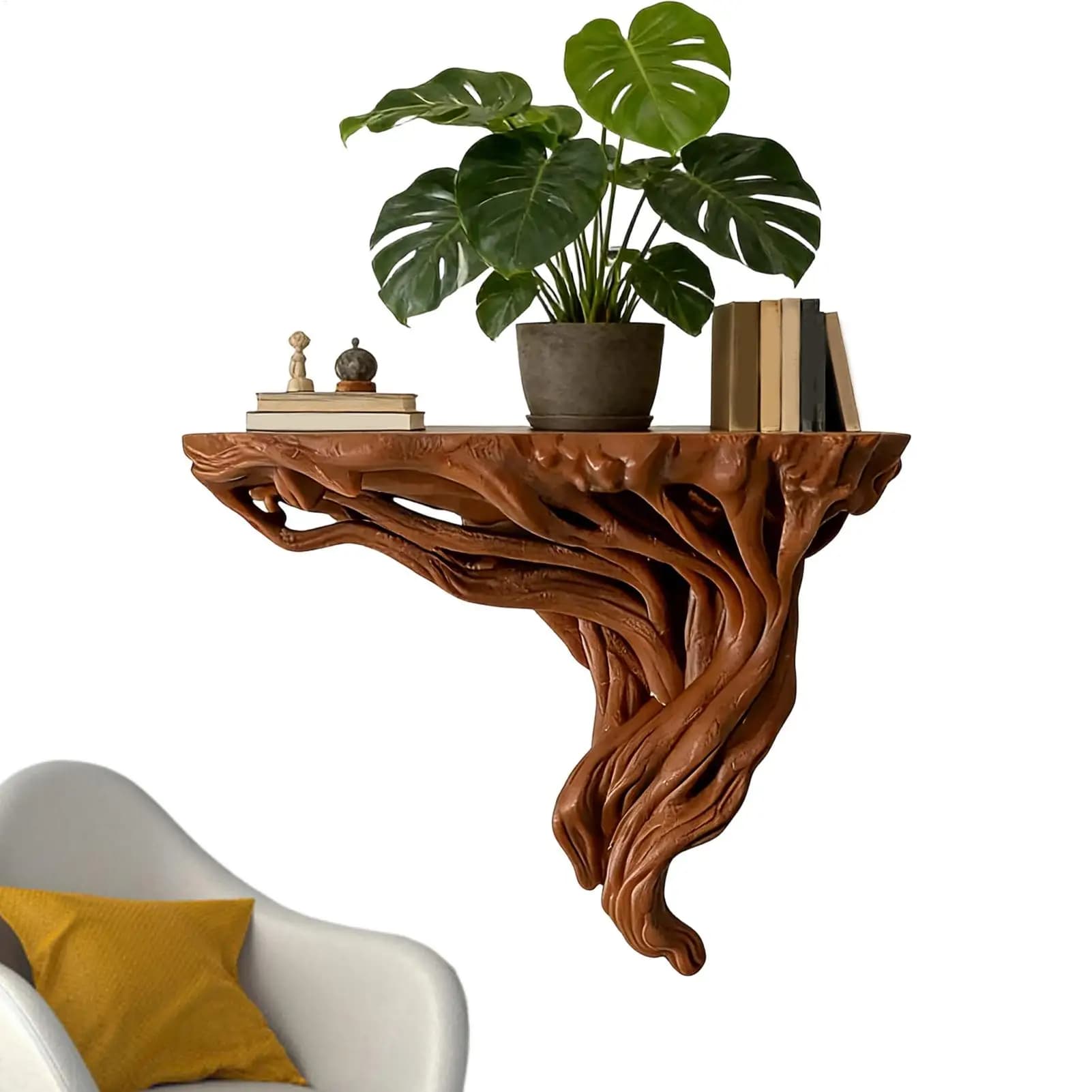 Étagère murale en forme de racine d'arbre, style bohème, décoration murale rustique, étagère d'angle