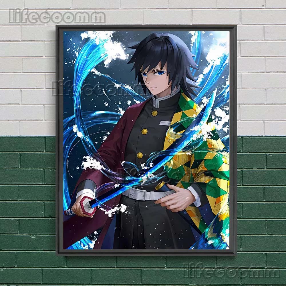 Peinture sur toile murale avec personnages de dessin animé Demon Slayer, Giyu Tomioka,Rengoku, affic