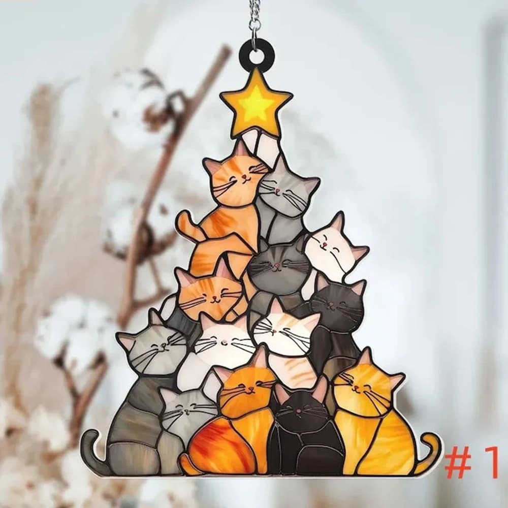 Attrape-soleil pour arbre de noël en forme de chat, 9cm, ornement mignon pour amoureux des chats, ca