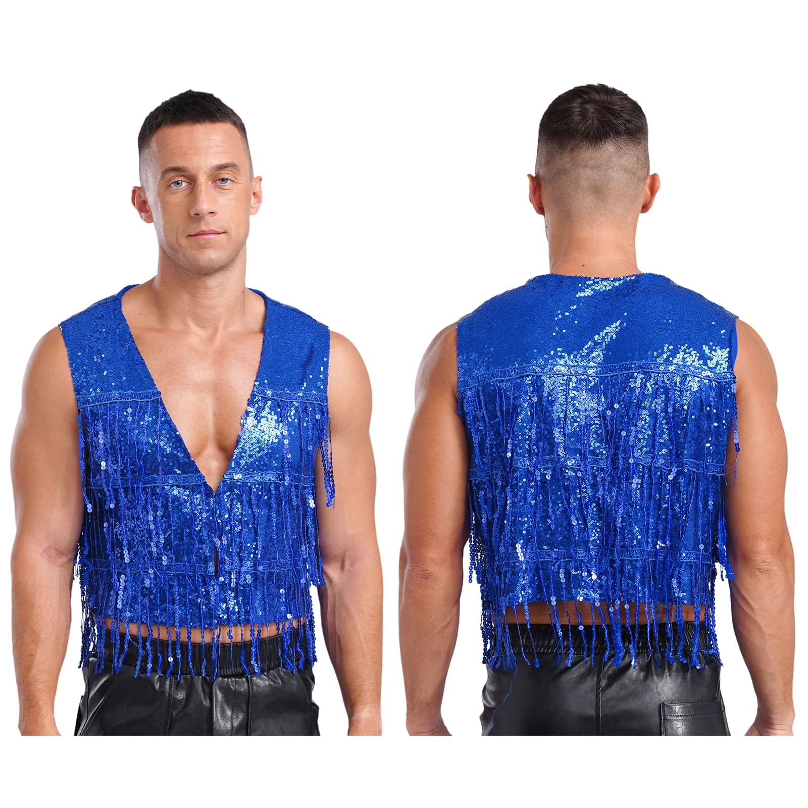 Costume de danse de club à paillettes brillantes pour hommes, gilet à glaçure, festival musical, car