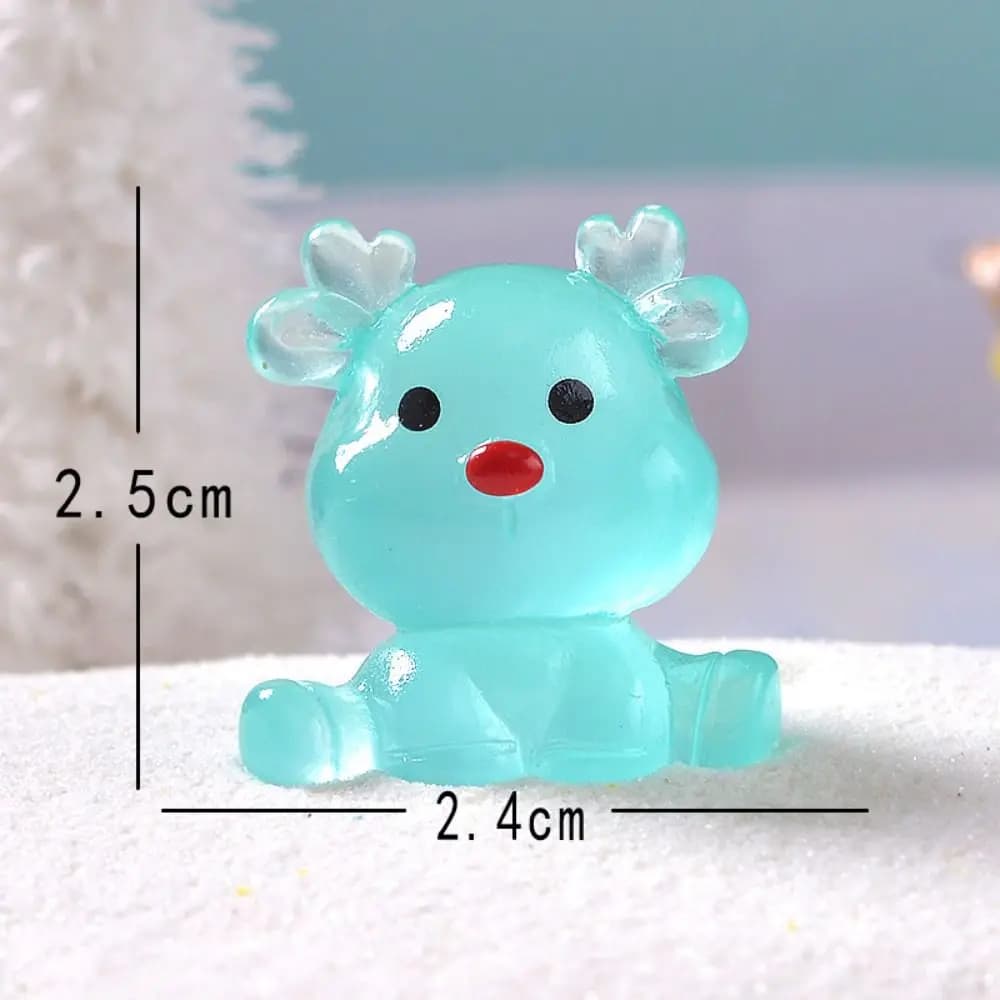 Figurines miniatures de cerf de Noël lumineuses en résine, mignonnes, à faire soi-même, pour la déco