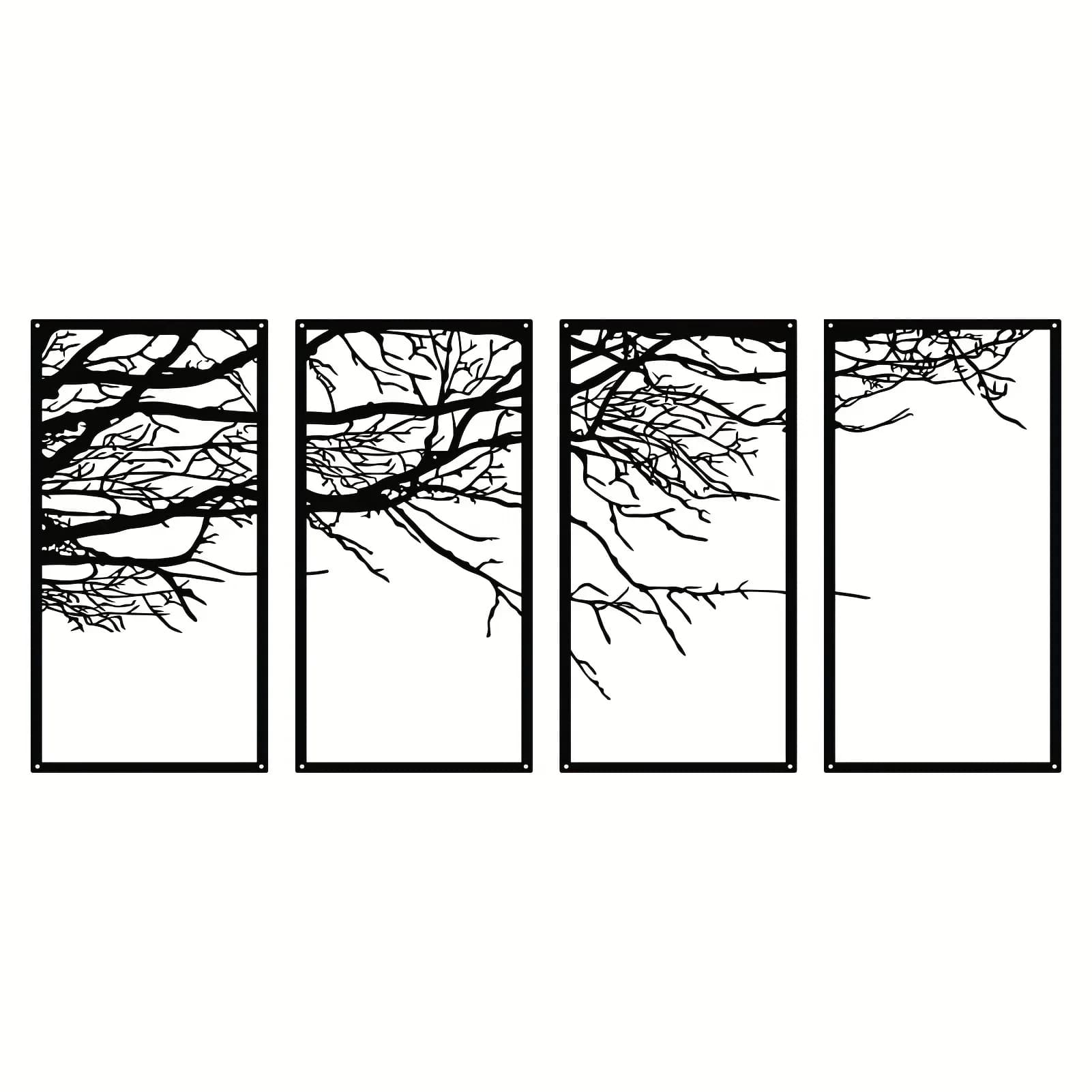 Art mural arbre de vie en métal noir, 4 pièces, superbe décor pour chambre à coucher, salon, bureau,