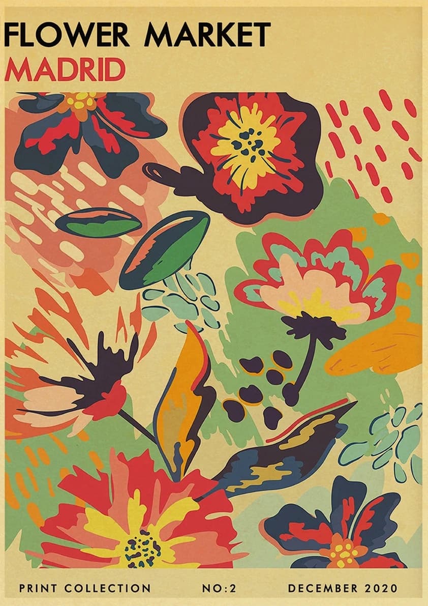 Affiche murale artistique sans cadre, Esthétique des fleurs, Tableau mural, Impressions, Décor de la