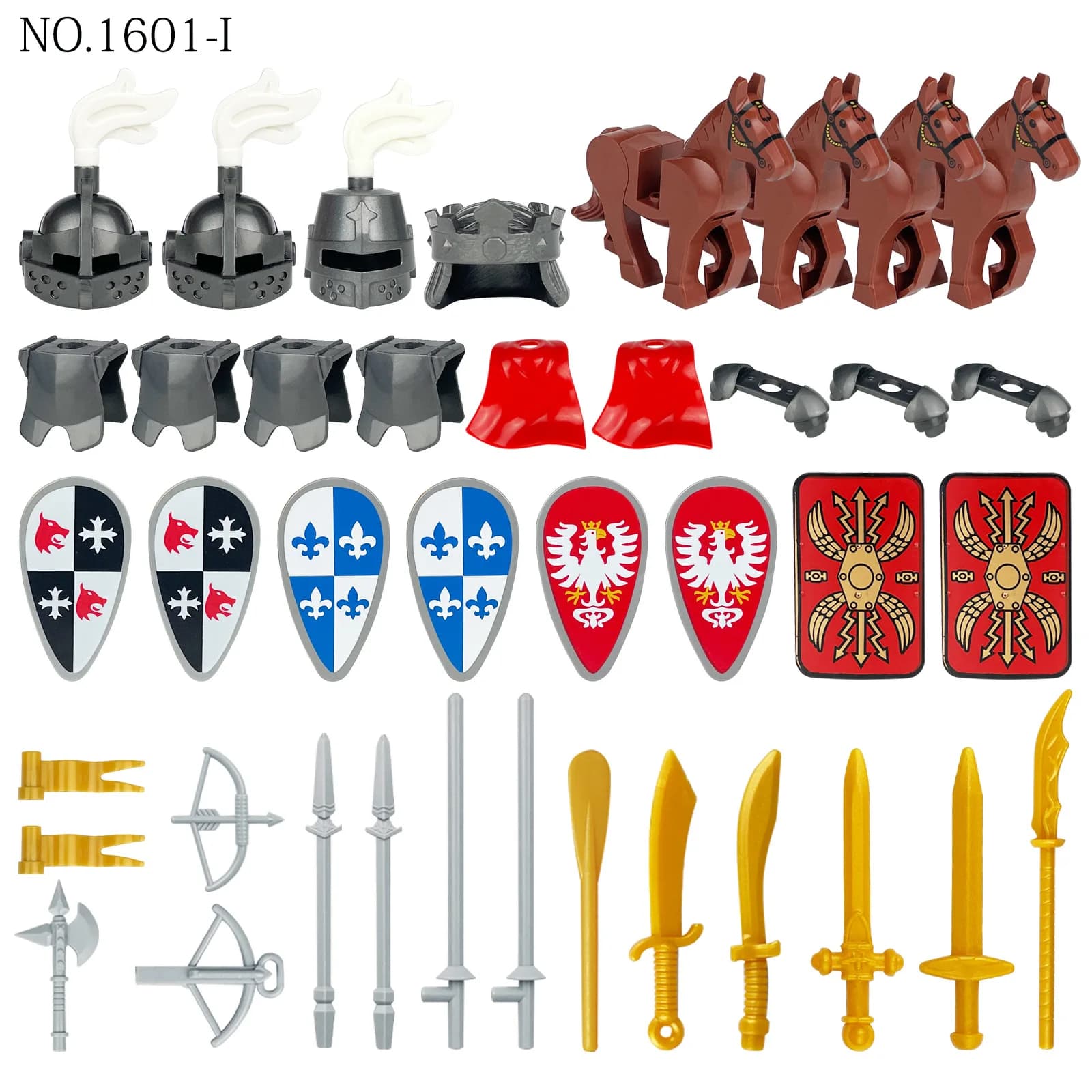 Sac d'accessoires médiévaux 1601-I 1601-J 76419, bloc de construction, petits accessoires, jouets à 