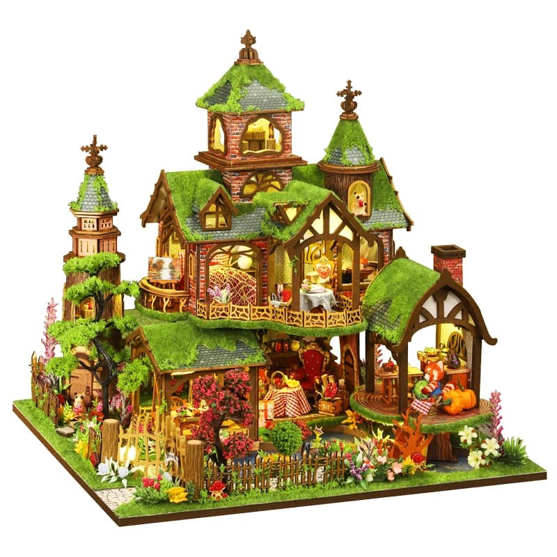 Kits de modèles miniatures de maison de poupée en bois DIY, forêt fantastique, avec meubles, pour ca