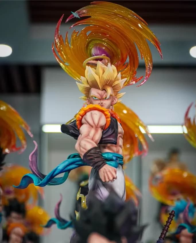 Statue Dragon Ball Jt Gogeta Anime, grande statue en résine Gk, trois sculptures de têtes interchang