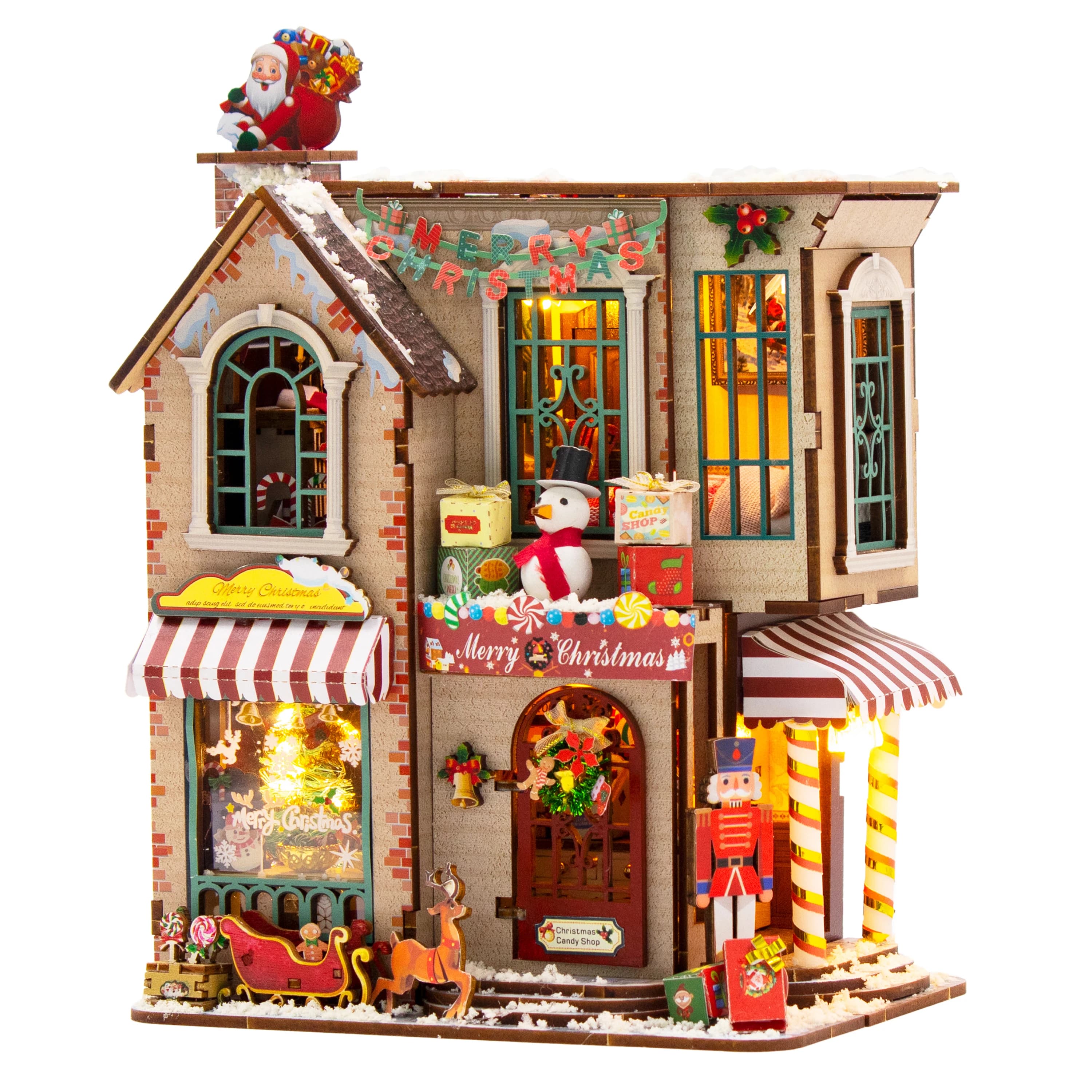 Kits de figurines miniatures en bois DIY, maison de Noël enchantée, mini-casa, pour cadeaux d'annive