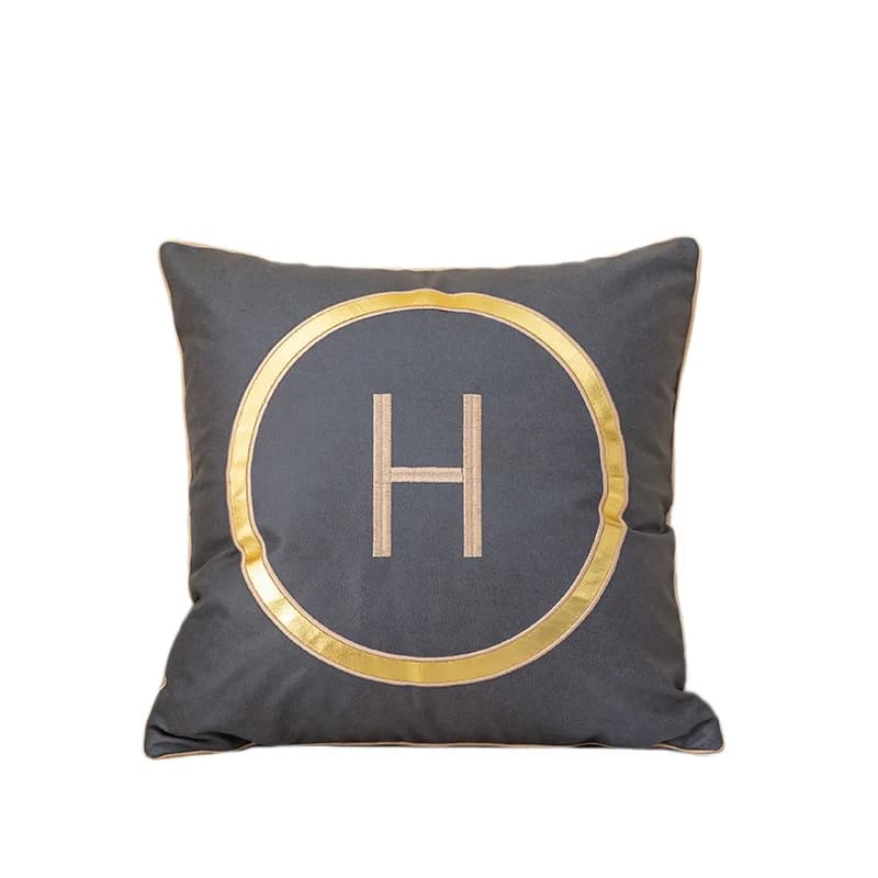 Housses de coussin brodées multicolores de luxe, taies d'oreiller décoratives vintage avec lettre H 