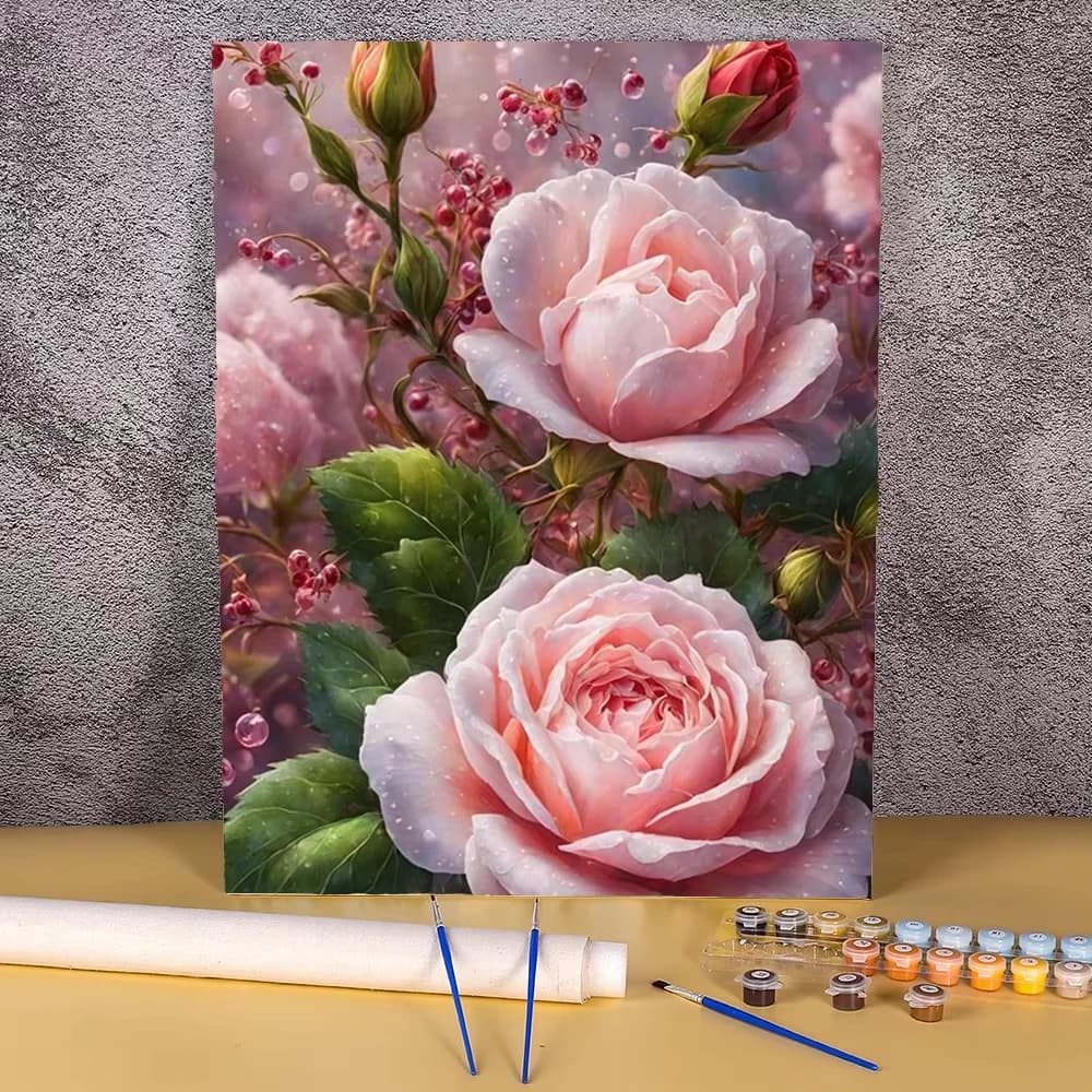 Peinture à l'huile par numéros de fleurs de pivoine, tableau mural pour chambre à coucher, décoratio