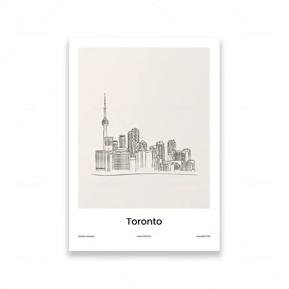 Affiche murale moderne et minimaliste avec horizon de la ville, New York, Toronto, toile imprimée HD