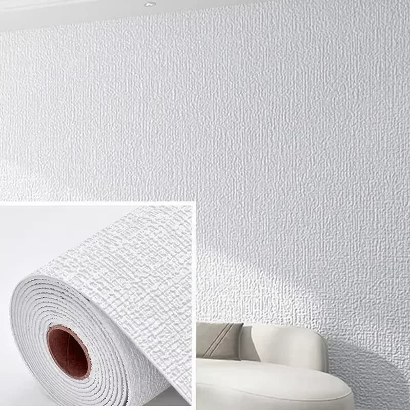 Papier peint texturé en lin épaissi, autocollant 3D imperméable pour la décoration de la cuisine, de