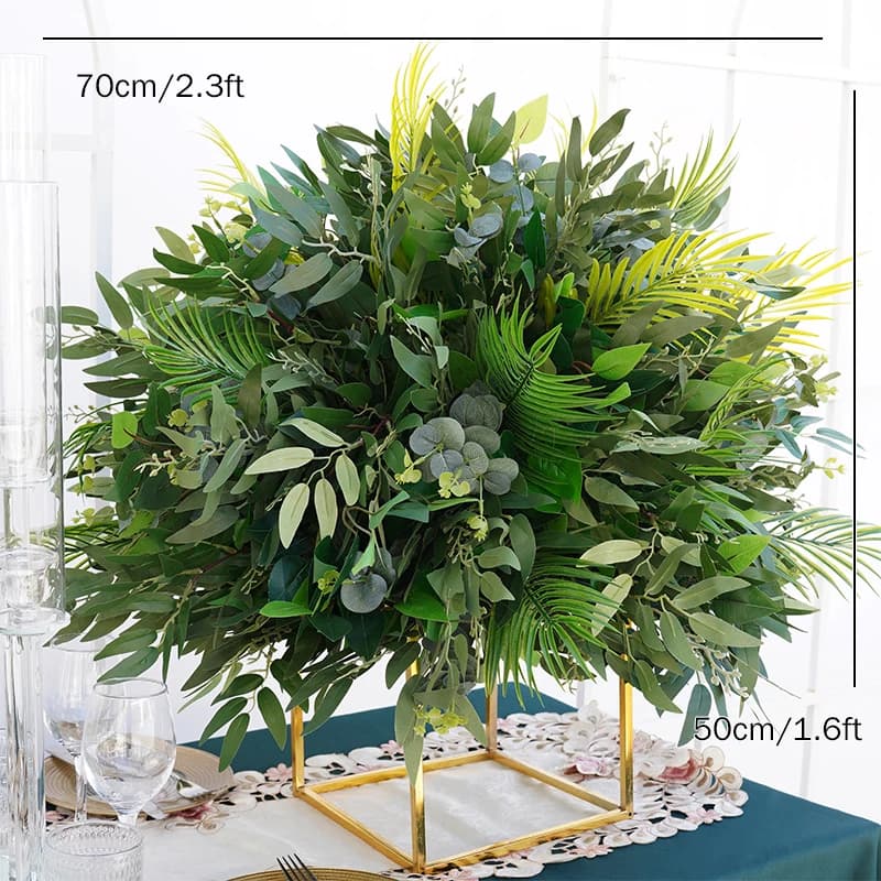 Centre de table de mariage feuille plante verte, déco boule de fleur, accessoire d'arrangement flora