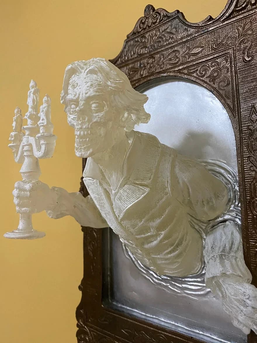 Miroir de salle hantée, cadre Photo, accessoire d'horreur en résine