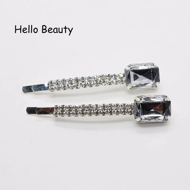 1 paire d'accessoires pour cheveux tendance, barrettes de luxe en cristal bleu ciel, pinces à cheveu