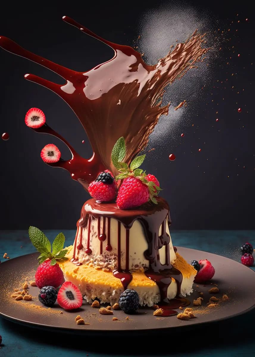 Peinture murale sur toile pour restaurant, chocolat, dessert sucré, gâteau, cuisine, affiche de nour