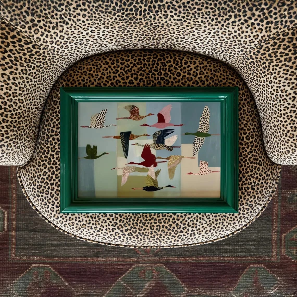 Affiches et impressions murales d'oiseaux fantaisistes, illustration de grue colorée, décoration fol