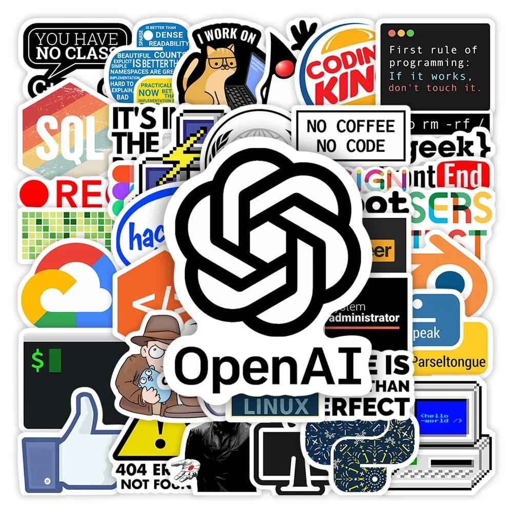 Geek développeurs autocollants programmation langues Application Logo étanche décalcomanie pour ordi