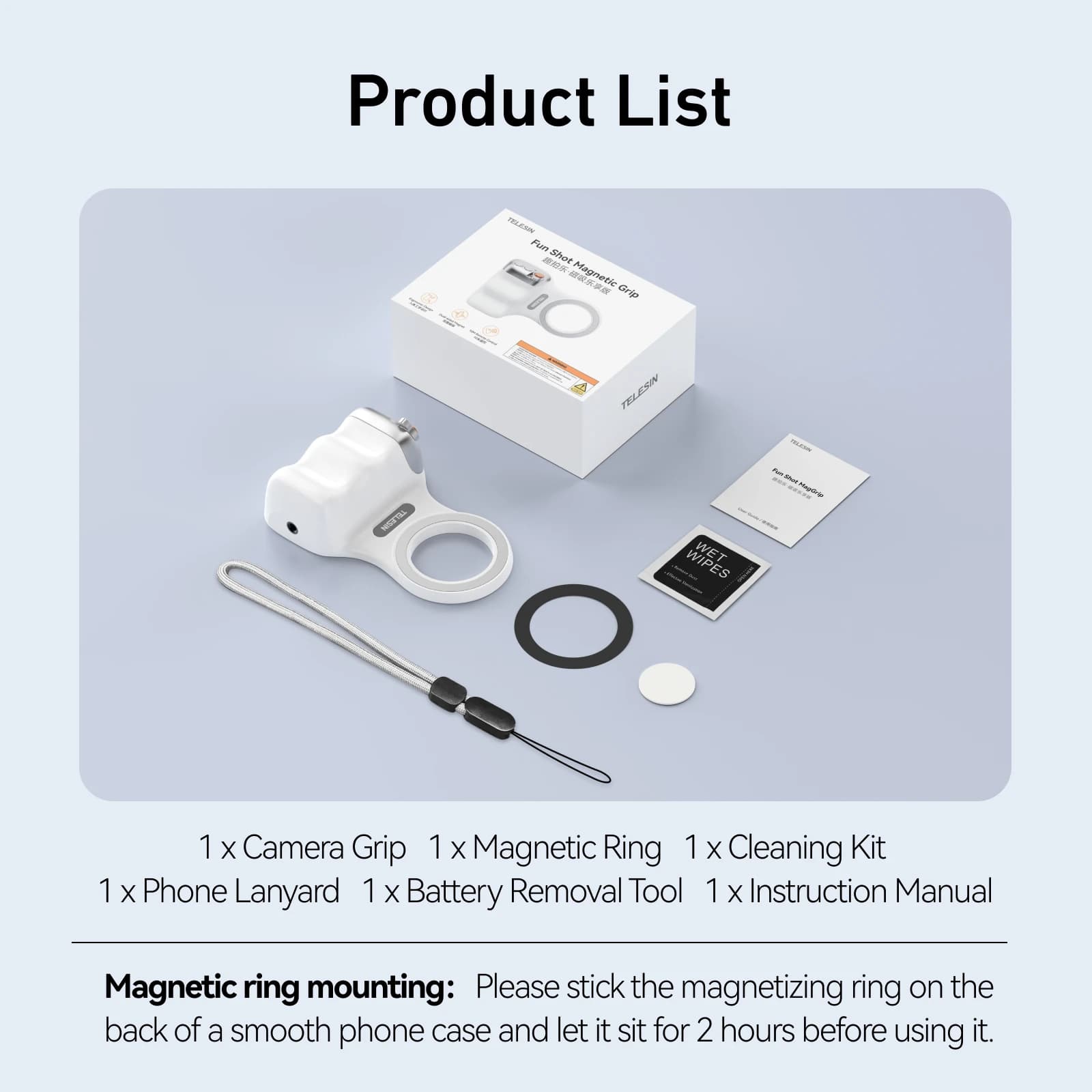 TELESIN téléphone caméra prise de vue poignée magnétique support pour téléphone intelligent aide au 