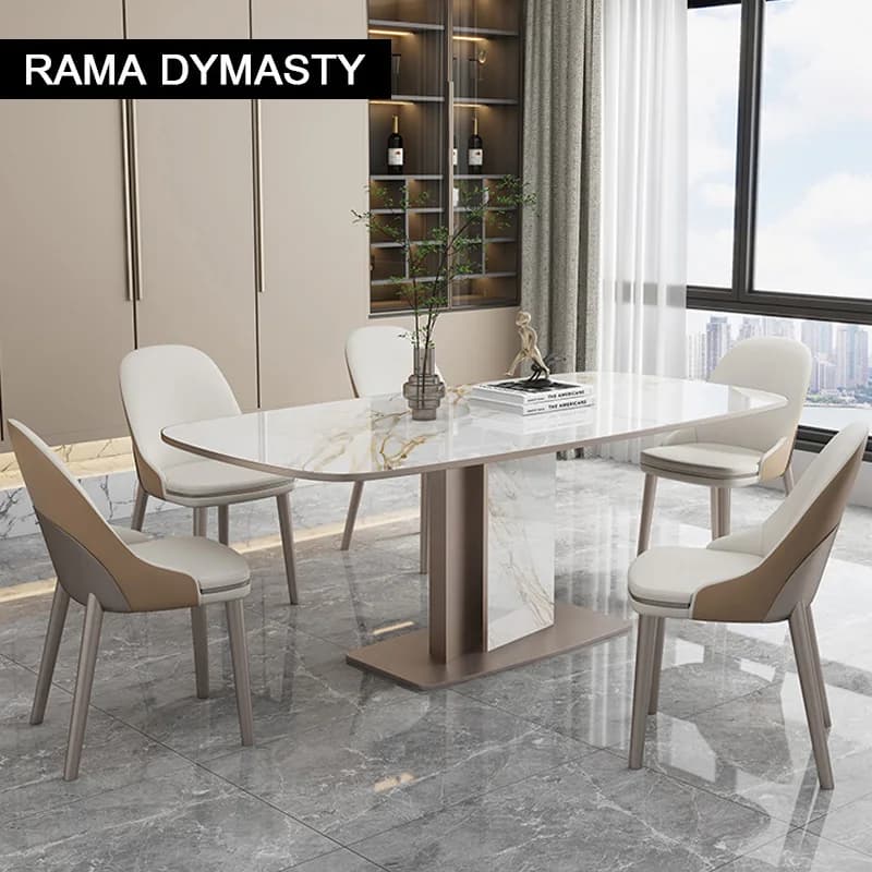Sièges de table à manger rectangulaires modernes en pierre frittée série Luxotic pour 6 à 8 personne