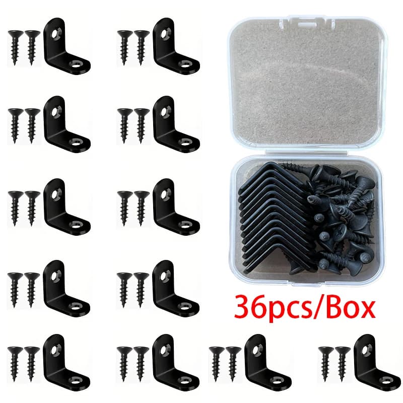 Accessoires de Support à Angle droit en forme de L noir avec vis, connecteur d'angle de connexion ro