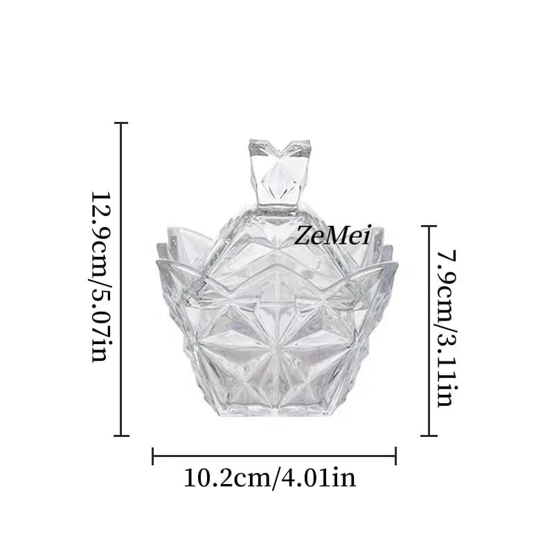 Pot à bonbons en verre de style européen en forme de diamant, pot à bijoux transparent en verre avec