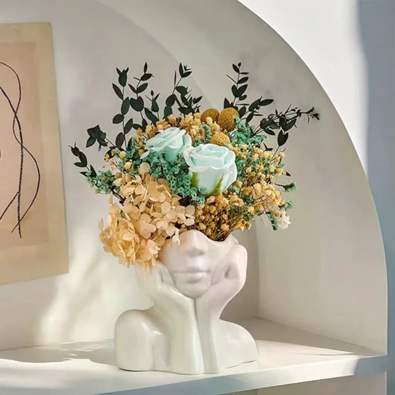 Vase en vinyle de Style nordique Ins, jardinière de fleurs artistiques façonnant la fille, décoratio