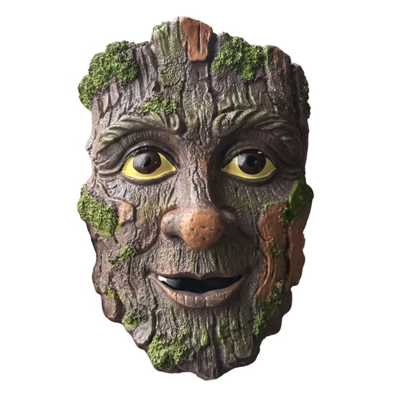 Statue d'extérieur avec visage d'arbre fantaisiste, décoration jardin, Statue vieil homme en résine,