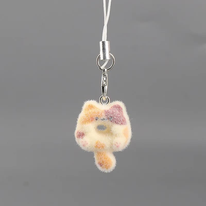 Porte-clés 3D floqué mignon, doux et créatif, chaîne de téléphone pour étudiant, pendentif, accessoi
