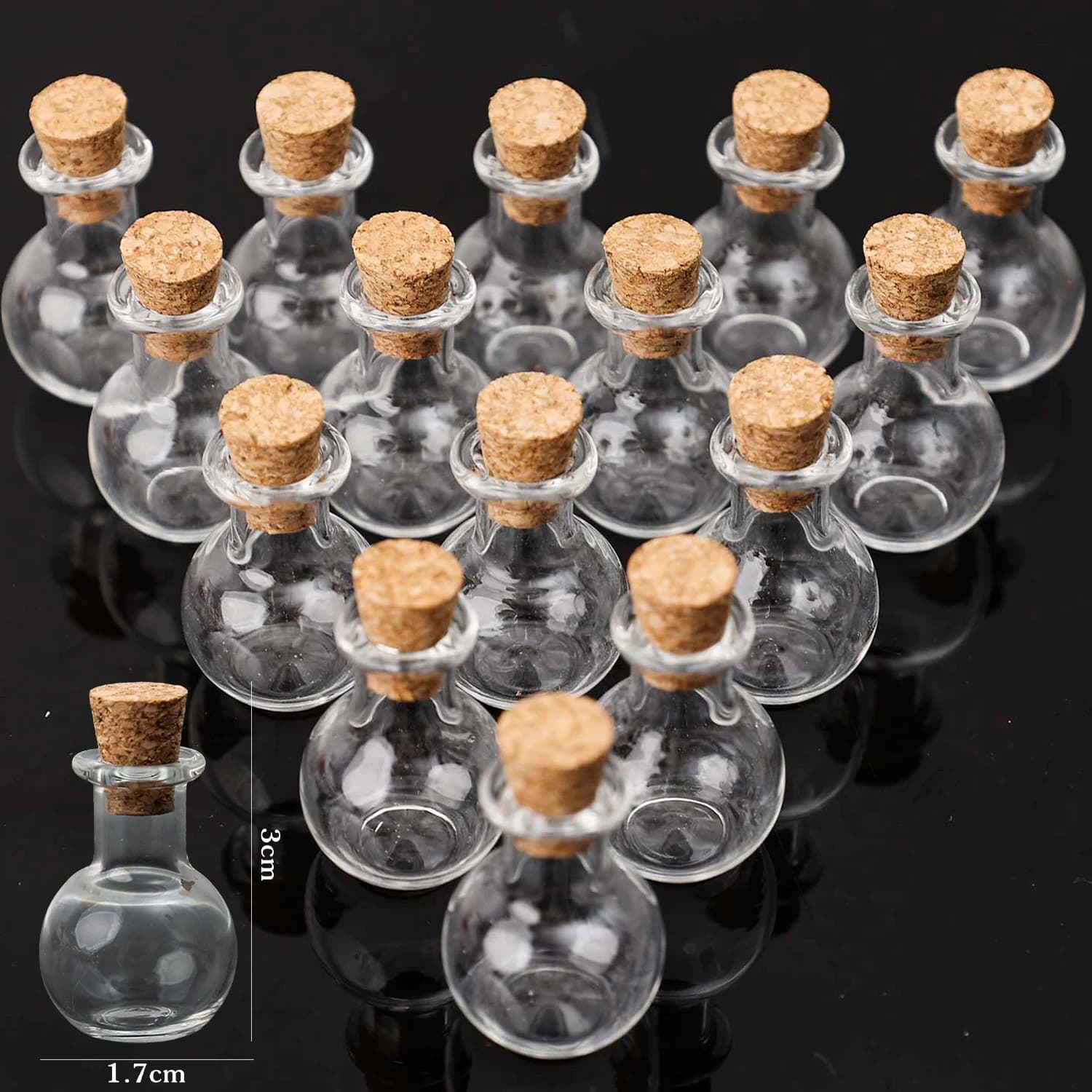 Mini bouchon en liège, bouteilles en verre, petit Message vide Transparent, bouteille de souhait, Po