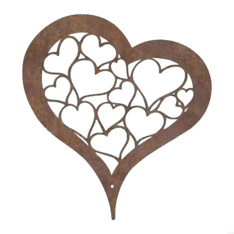 Plante cœur pieu rouillé pour figurines intérieures extérieures sculpture cardiaque kxre