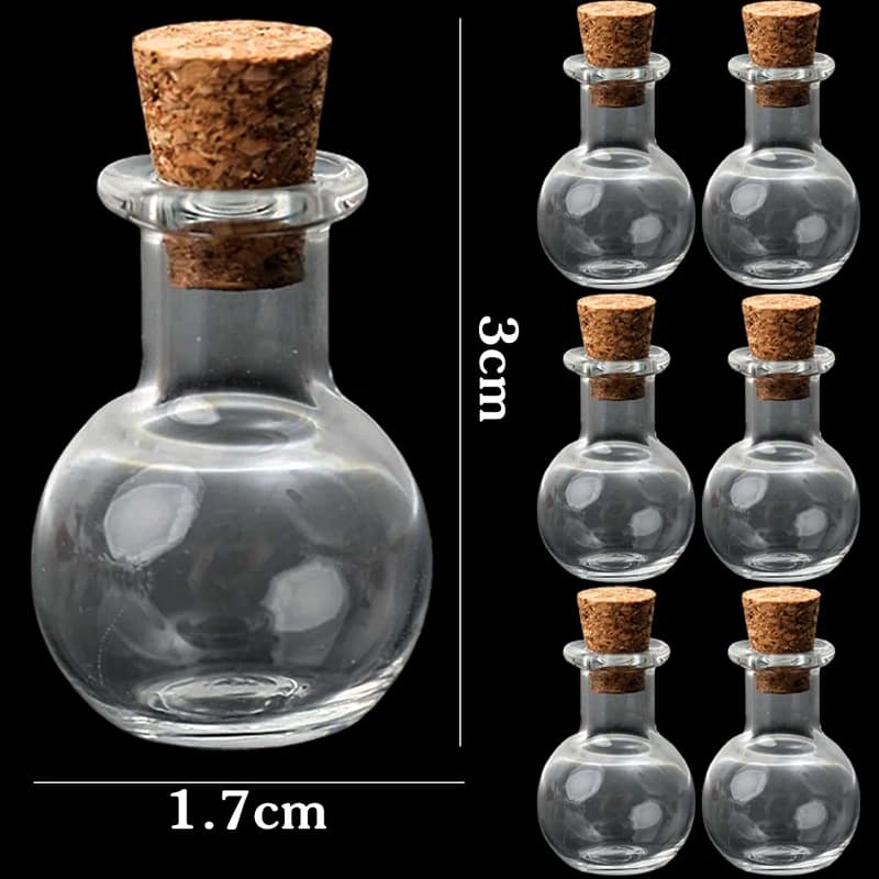 Bouteille à dérive sphérique en liège, Mini bouteille en verre transparent avec bouchon en liège pou