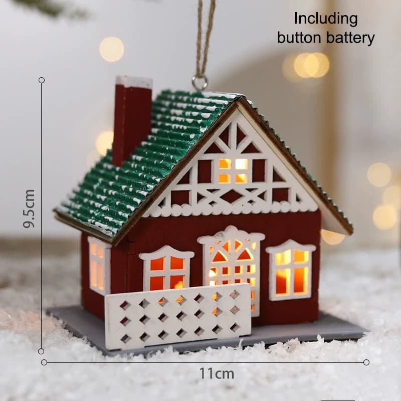 Maison de noël en bois à LED, Mini maisons de neige de noël, Figurines de construction de Village d'