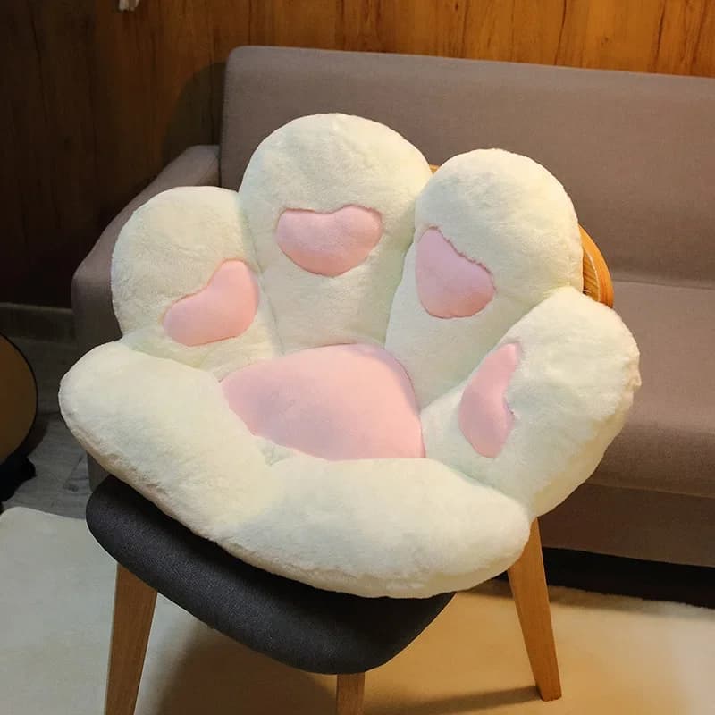 Coussin de siège en peluche patte de chat, doux et confortable, Support de taille, pour chaise de bu