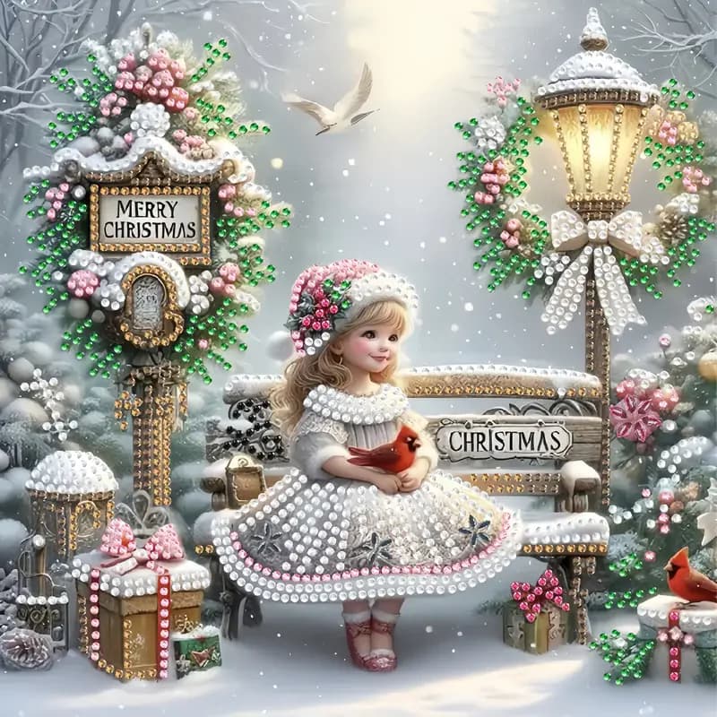 Kit de peinture diamant bricolage-fille de dessin animé, avec diamants de forme unique, parfait pour