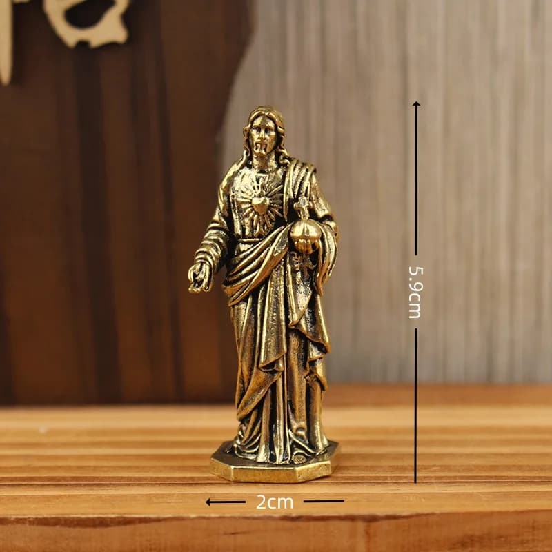 Figurines de père dieu Staue en laiton, ornements de bureau miniatures, modèles de personnages en mé