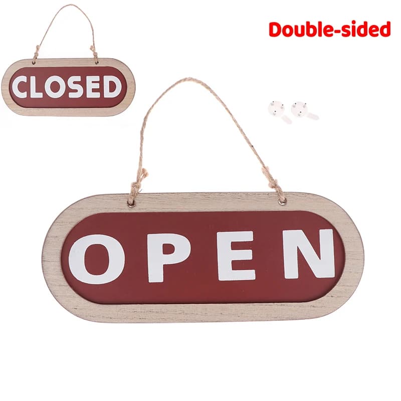 Panneau fermé de magasin Double face avec corde, porte d'affaires en bois de Style européen, étiquet