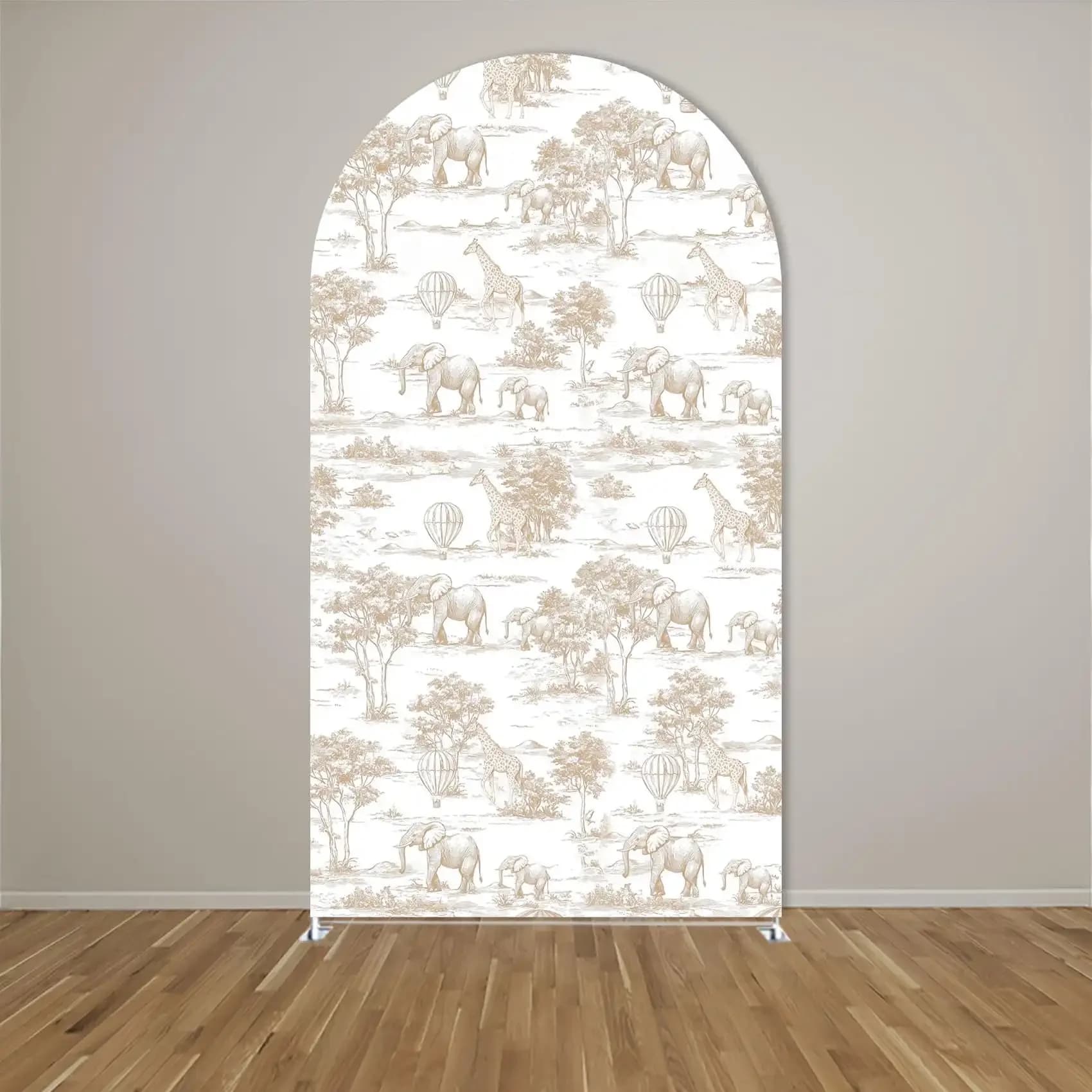 Toile de fond murale personnalisée double face rose Toile de Jouy Chiara pour fête d'anniversaire en